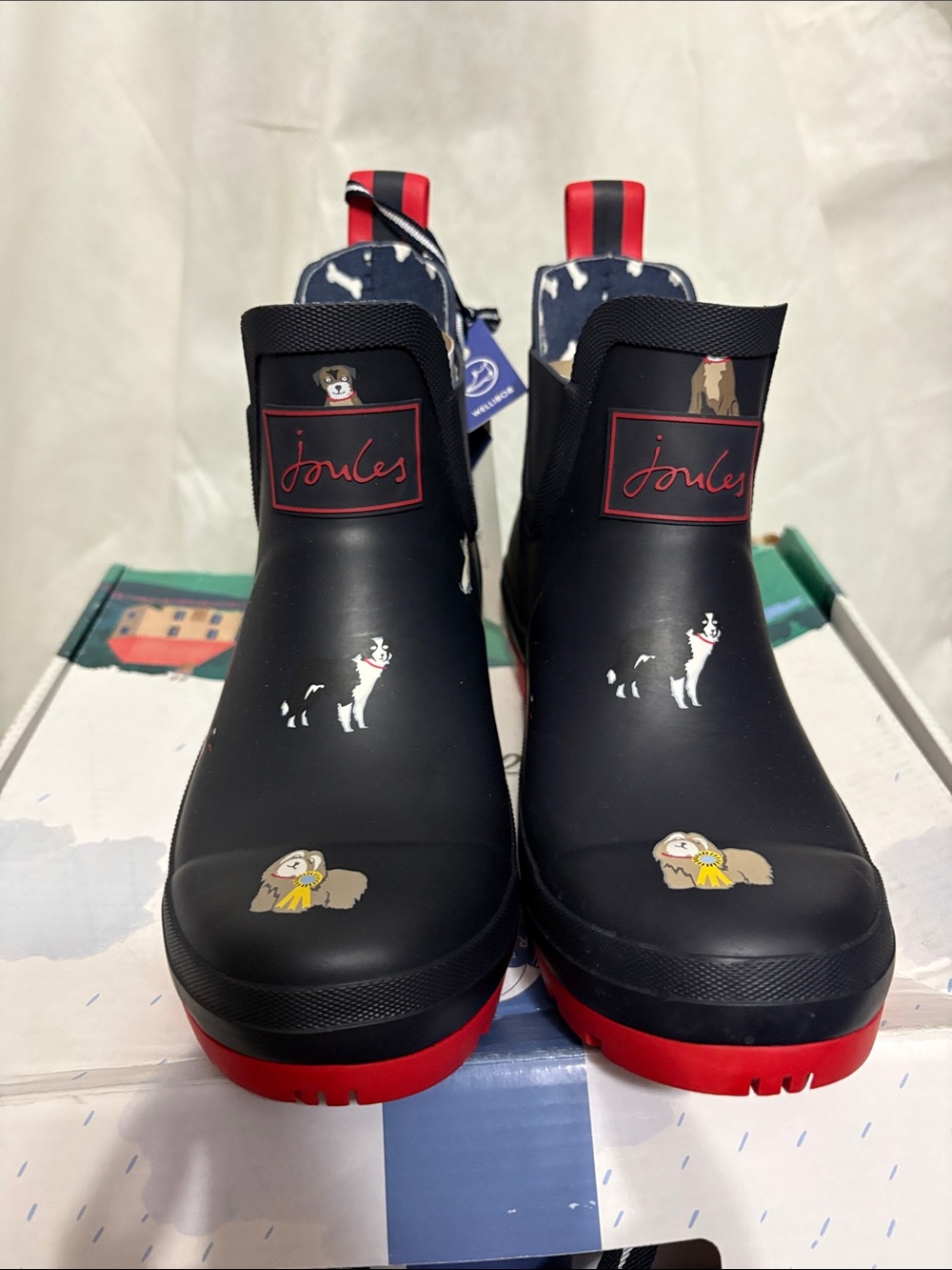 Joules Navy & Red Rain Boots size IS 5 NWT